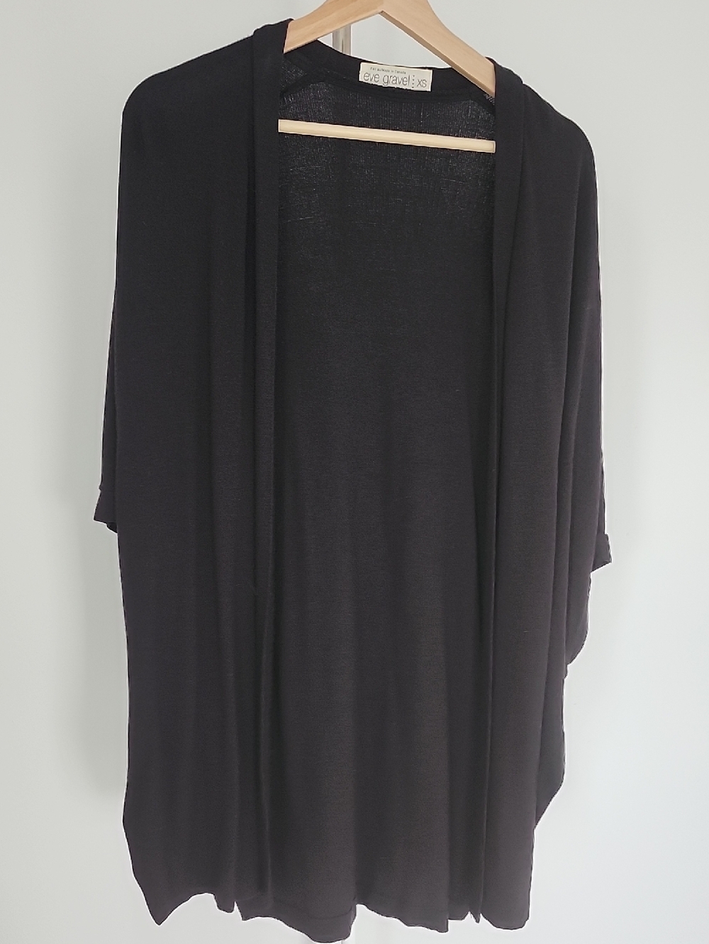 Eve Gravel Black Open Drape Women's Cardigan
